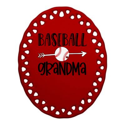 Baseball Grandma Arrow Ceramic Oval Ornament