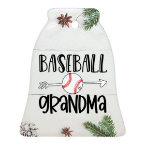 Baseball Grandma Arrow Ceramic Bell Ornament