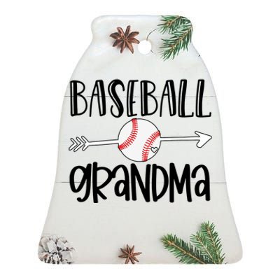 Baseball Grandma Arrow Ceramic Bell Ornament