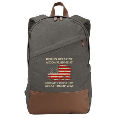 Bidens Greatest Accomplishment Is Showing Trump 202 Cotton Canvas Backpack