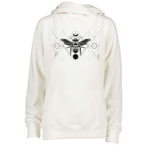 Bee Geometric Art Pattern Insect Tattoo Beekeeper Gift Womens Funnel Neck Pullover Hood