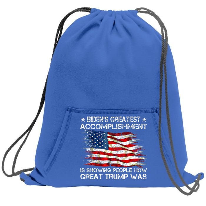 Bidens Greatest Accomplishment Is Showing Trump 2024 Sweatshirt Cinch Pack Bag