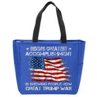 Bidens Greatest Accomplishment Is Showing Trump 2024 Zip Tote Bag