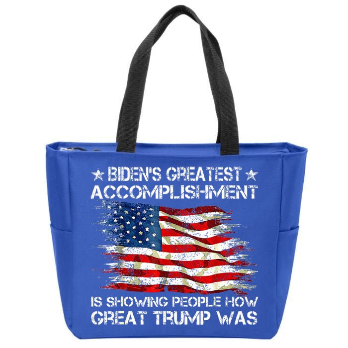 Bidens Greatest Accomplishment Is Showing Trump 2024 Zip Tote Bag