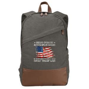 Bidens Greatest Accomplishment Is Showing Trump 2024 Cotton Canvas Backpack