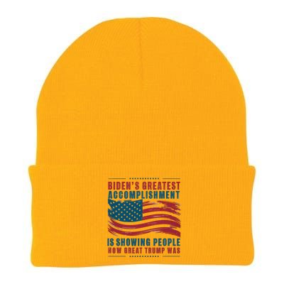 Bidens Greatest Accomplisht Retro Vintage Pro Trump Gift Knit Cap Winter Beanie