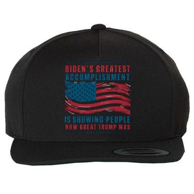 Bidens Greatest Accomplisht Retro Vintage Pro Trump Gift Wool Snapback Cap