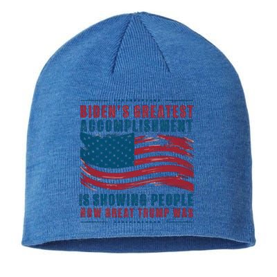 Bidens Greatest Accomplisht Retro Vintage Pro Trump Gift Sustainable Beanie