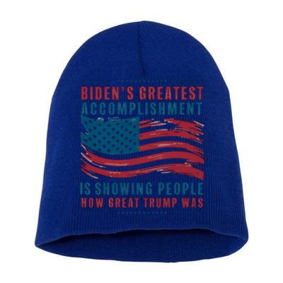 Bidens Greatest Accomplisht Retro Vintage Pro Trump Gift Short Acrylic Beanie