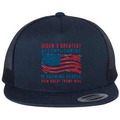 Bidens Greatest Accomplisht Retro Vintage Pro Trump Gift Flat Bill Trucker Hat