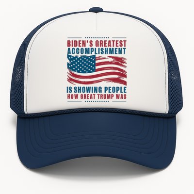 Bidens Greatest Accomplisht Retro Vintage Pro Trump Gift Trucker Hat