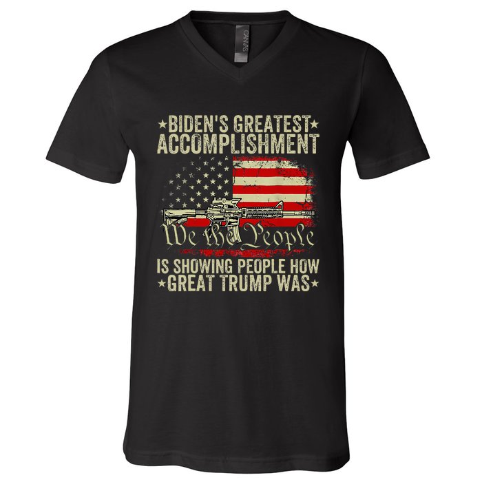 Bidens Greatest Accomplishment Is Showing Trump 2024 V-Neck T-Shirt