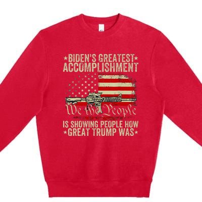 Bidens Greatest Accomplishment Is Showing Trump 2024 Premium Crewneck Sweatshirt