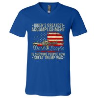 Bidens Greatest Accomplishment Is Showing Trump 2024 V-Neck T-Shirt