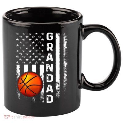Basketball Grandad American Flag Vintage Christmas Xmas Premium 11oz C Handle Ceramic Mug