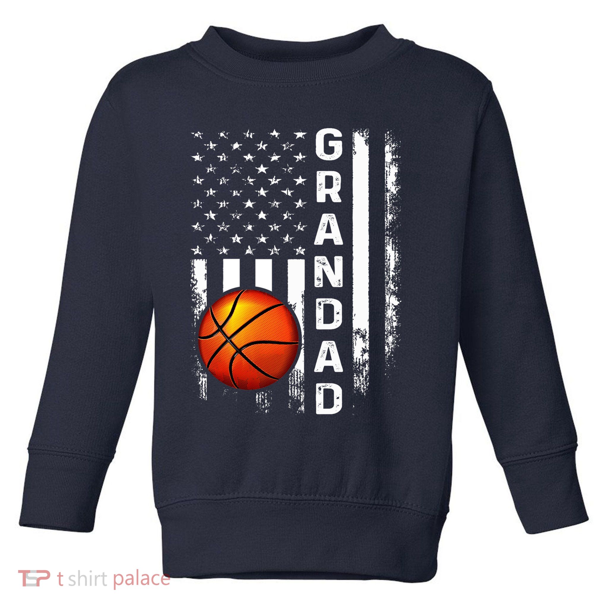 Basketball Grandad American Flag Vintage Christmas Xmas Premium Toddler Sweatshirt