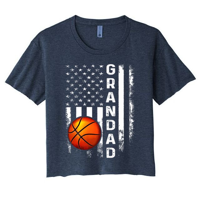 Basketball Grandad American Flag Vintage Christmas Xmas Premium Crop Top