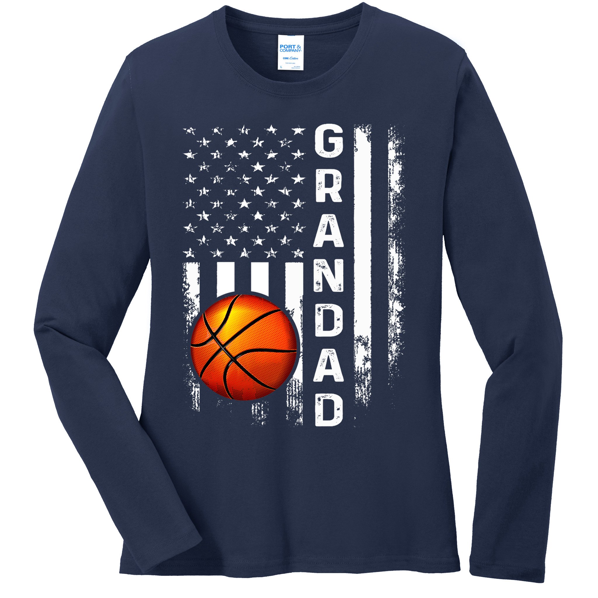 Basketball Grandad American Flag Vintage Christmas Xmas Premium Ladies Long Sleeve Shirt