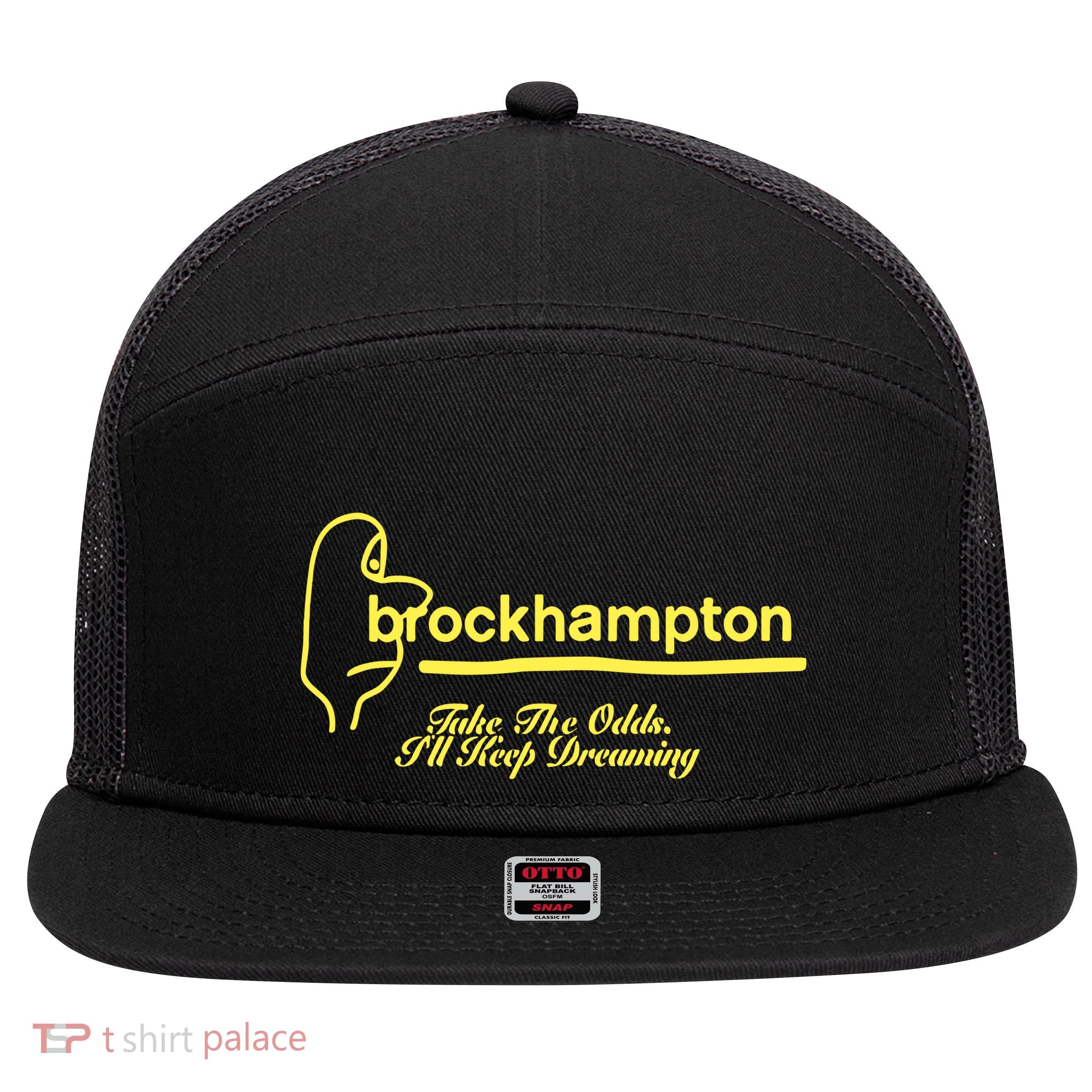 Brockhampton Ginger Anniversary Take The Odds ILl Keep Dreaming 7 Panel Mesh Trucker Snapback Hat