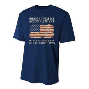 Bidens Greatest Accomplishment Is Showing People How Great Trump Was Usa Performance Sprint T-Shirt