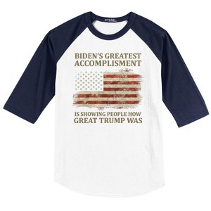 Bidens Greatest Accomplishment Is Showing People How Great Trump Was Usa Baseball Sleeve Shirt