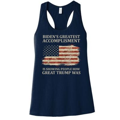 Bidens Greatest Accomplishment Is Showing People How Great Trump Was Usa Women's Racerback Tank