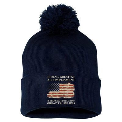 Bidens Greatest Accomplishment Is Showing People How Great Trump Was Usa Pom Pom 12in Knit Beanie