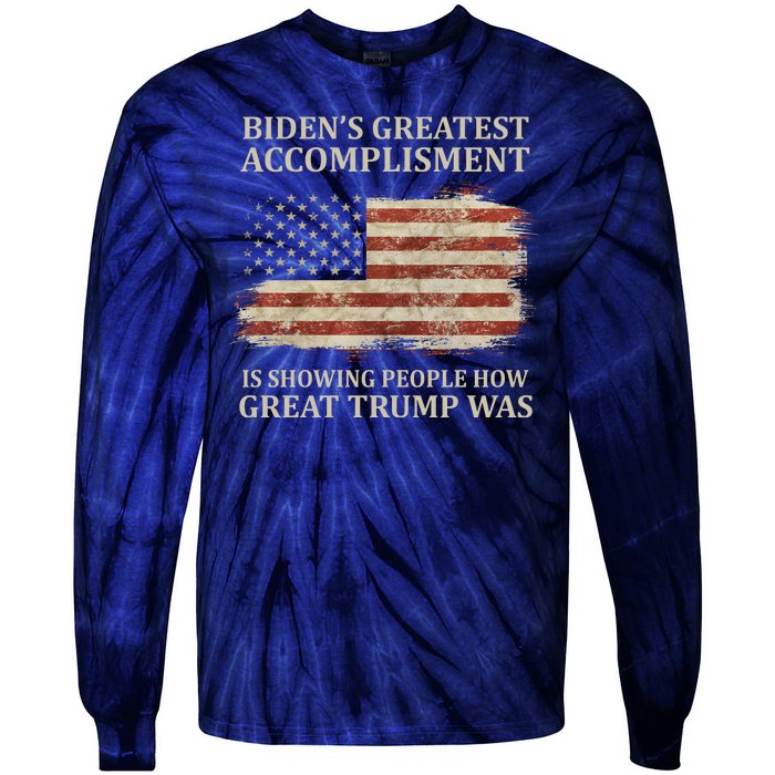 Bidens Greatest Accomplishment Is Showing People How Great Trump Was Usa Tie-Dye Long Sleeve Shirt