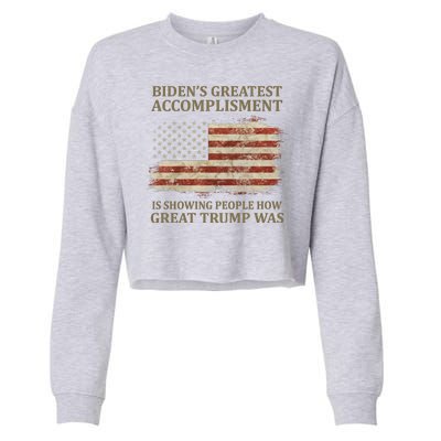 Bidens Greatest Accomplishment Is Showing People How Great Trump Was Usa Cropped Pullover Crew