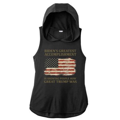 Bidens Greatest Accomplishment Is Showing People How Great Trump Was Usa Ladies PosiCharge Tri-Blend Wicking Draft Hoodie Tank