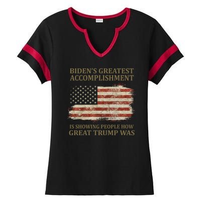 Bidens Greatest Accomplishment Is Showing People How Great Trump Was Usa Ladies Halftime Notch Neck Tee