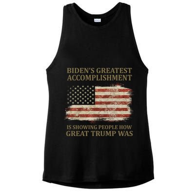 Bidens Greatest Accomplishment Is Showing People How Great Trump Was Usa Ladies PosiCharge Tri-Blend Wicking Tank