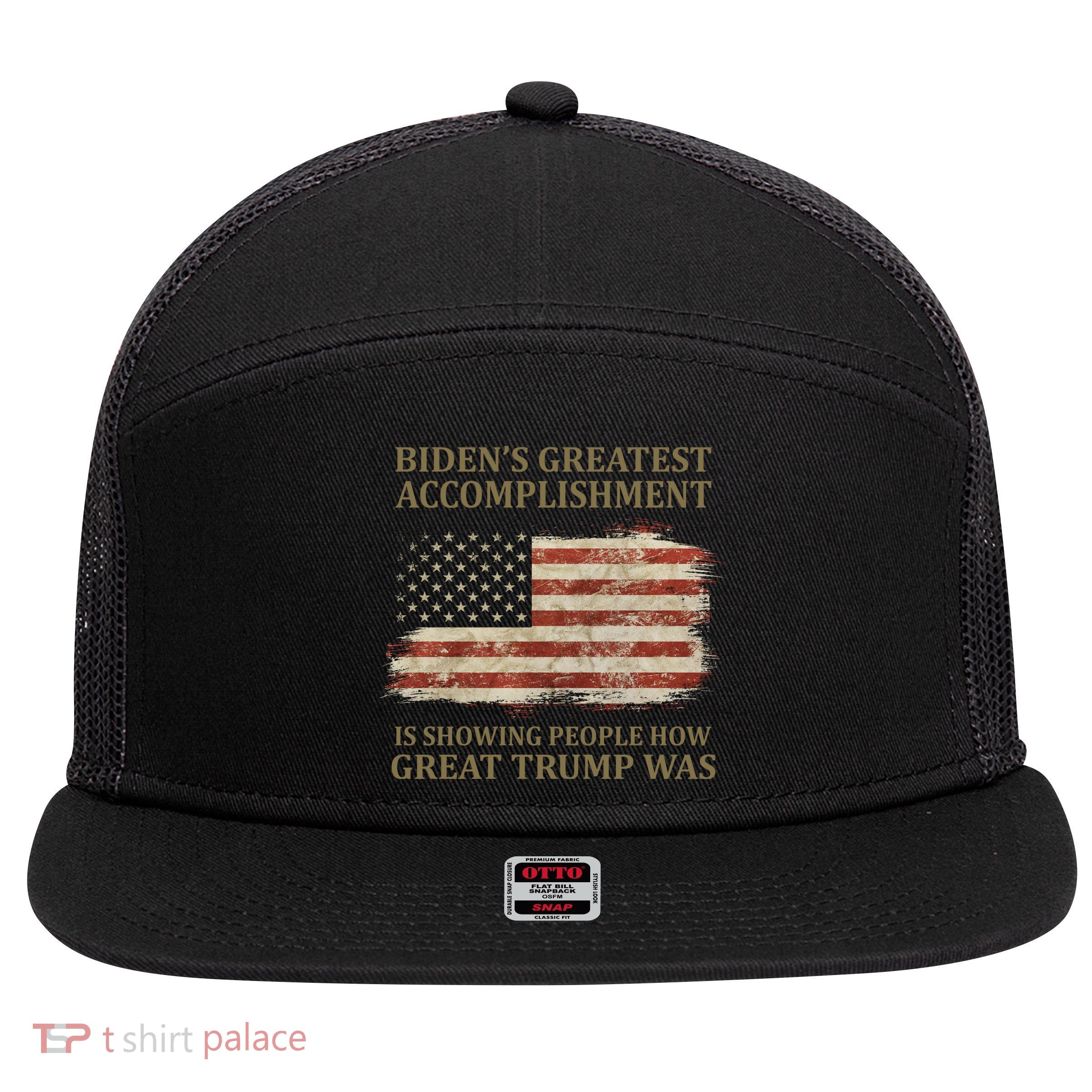 Bidens Greatest Accomplishment Is Showing People How Great Trump Was Usa 7 Panel Mesh Trucker Snapback Hat