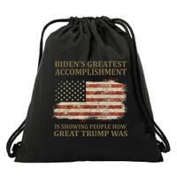 Bidens Greatest Accomplishment Is Showing People How Great Trump Was Usa Drawstring Bag