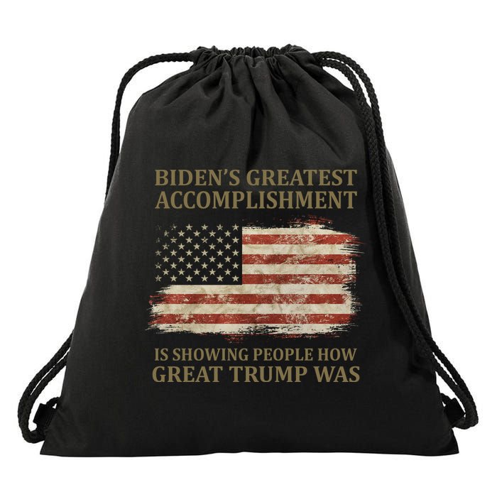 Bidens Greatest Accomplishment Is Showing People How Great Trump Was Usa Drawstring Bag