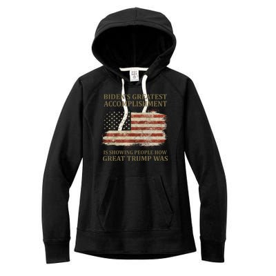 Bidens Greatest Accomplishment Is Showing People How Great Trump Was Usa Women's Fleece Hoodie