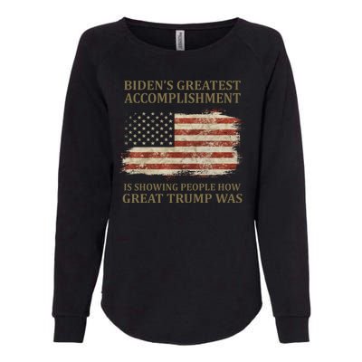 Bidens Greatest Accomplishment Is Showing People How Great Trump Was Usa Womens California Wash Sweatshirt