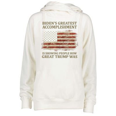 Bidens Greatest Accomplishment Is Showing People How Great Trump Was Usa Womens Funnel Neck Pullover Hood