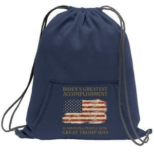 Bidens Greatest Accomplishment Is Showing People How Great Trump Was Usa Sweatshirt Cinch Pack Bag