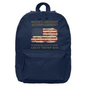 Bidens Greatest Accomplishment Is Showing People How Great Trump Was Usa 16 in Basic Backpack