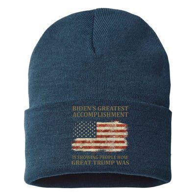 Bidens Greatest Accomplishment Is Showing People How Great Trump Was Usa Sustainable Knit Beanie