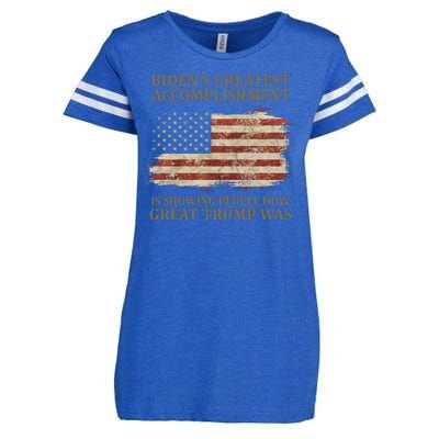 Bidens Greatest Accomplishment Is Showing People How Great Trump Was Usa Enza Ladies Jersey Football T-Shirt