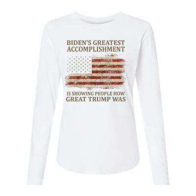 Bidens Greatest Accomplishment Is Showing People How Great Trump Was Usa Womens Cotton Relaxed Long Sleeve T-Shirt