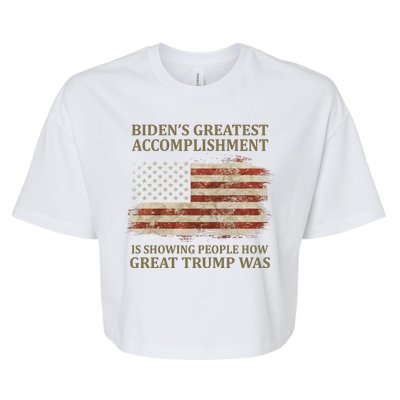 Bidens Greatest Accomplishment Is Showing People How Great Trump Was Usa Bella+Canvas Jersey Crop Tee