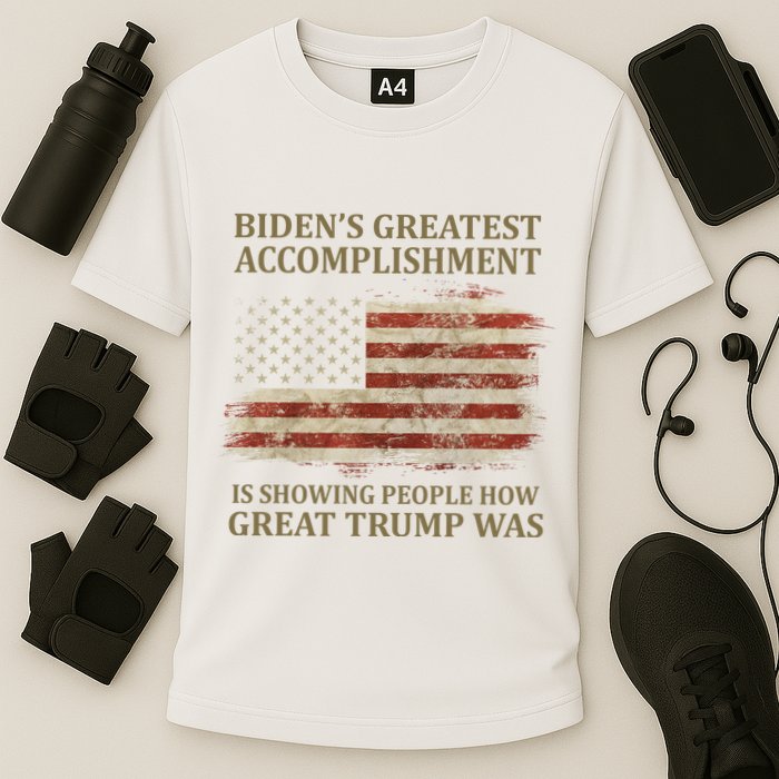 Bidens Greatest Accomplishment Is Showing People How Great Trump Was Usa Cooling Performance Crew T-Shirt