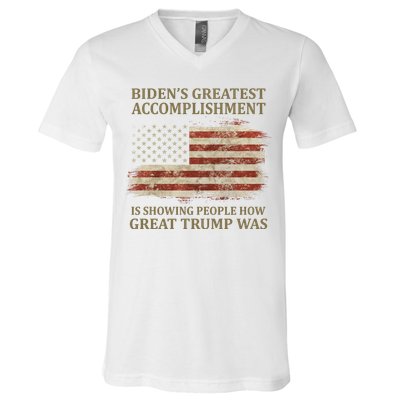 Bidens Greatest Accomplishment Is Showing People How Great Trump Was Usa V-Neck T-Shirt
