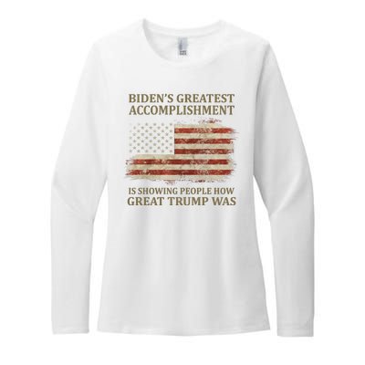 Bidens Greatest Accomplishment Is Showing People How Great Trump Was Usa Womens CVC Long Sleeve Shirt