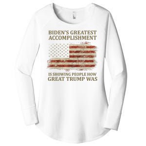 Bidens Greatest Accomplishment Is Showing People How Great Trump Was Usa Women's Perfect Tri Tunic Long Sleeve Shirt