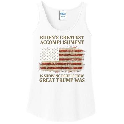 Bidens Greatest Accomplishment Is Showing People How Great Trump Was Usa Ladies Essential Tank