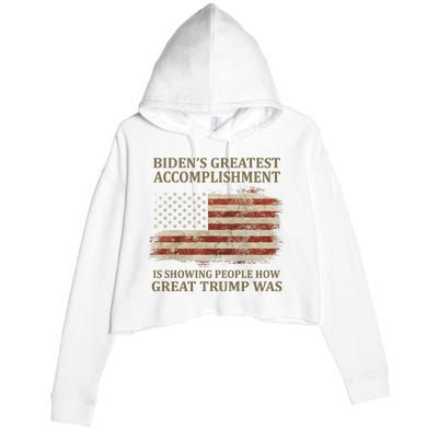 Bidens Greatest Accomplishment Is Showing People How Great Trump Was Usa Crop Fleece Hoodie